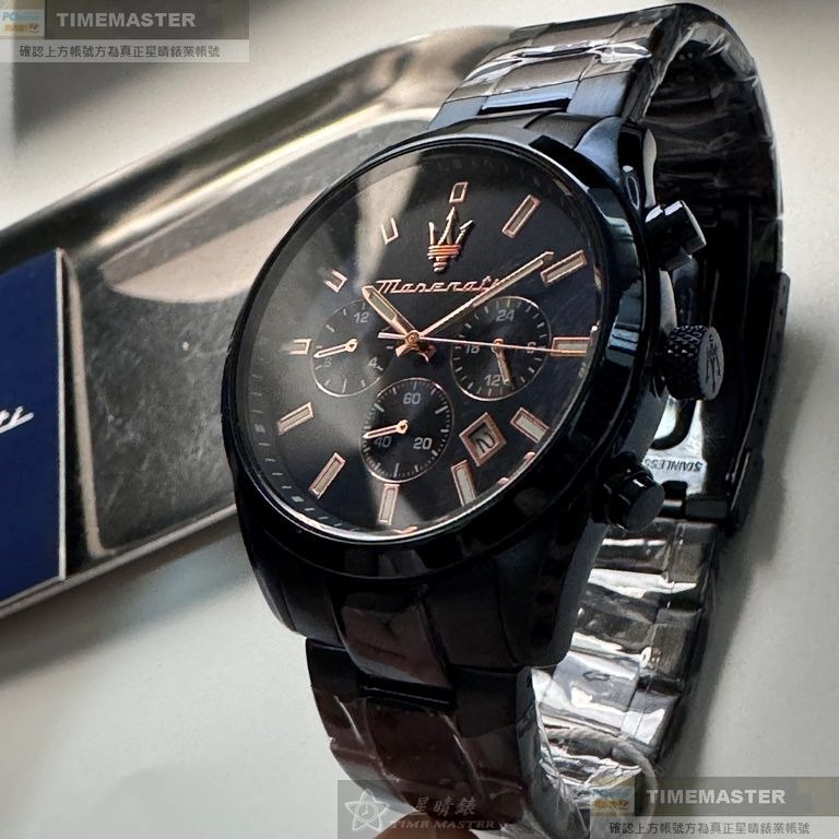 MASERATI:手錶,型號:R8873626003,男錶42mm寶藍錶殼寶藍色錶面精鋼錶帶款-細節圖9