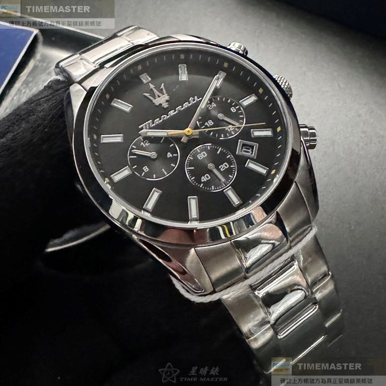 MASERATI:手錶,型號:R8853151010,男錶42mm銀錶殼黑色錶面精鋼錶帶款-細節圖2