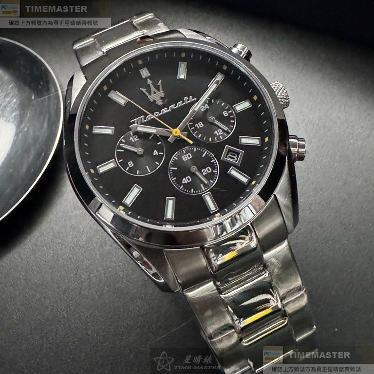 MASERATI:手錶,型號:R8853151010,男錶42mm銀錶殼黑色錶面精鋼錶帶款-細節圖6