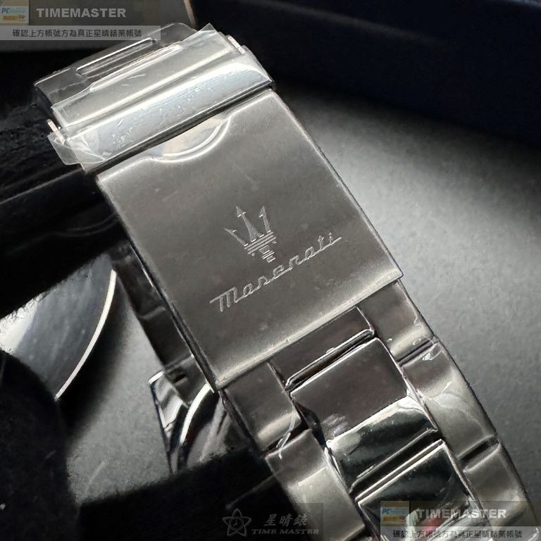 MASERATI:手錶,型號:R8853151010,男錶42mm銀錶殼黑色錶面精鋼錶帶款-細節圖8