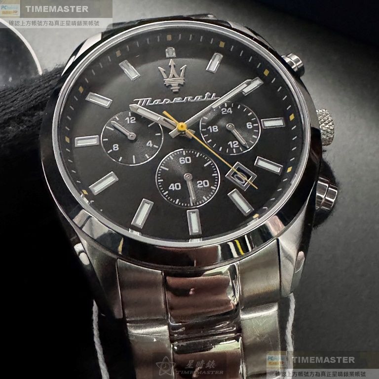 MASERATI:手錶,型號:R8853151010,男錶42mm銀錶殼黑色錶面精鋼錶帶款-細節圖9