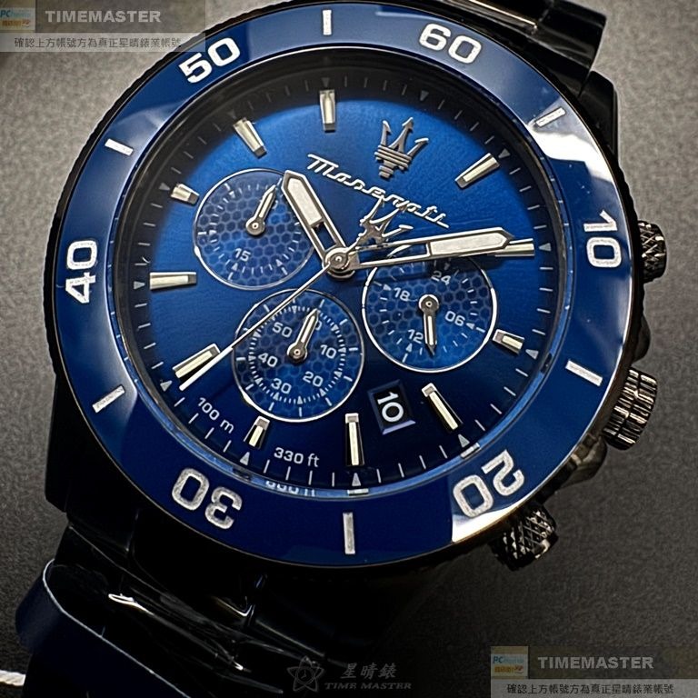 MASERATI:手錶,型號:R8873600005,男錶44mm寶藍錶殼寶藍色錶面精鋼錶帶款-細節圖7