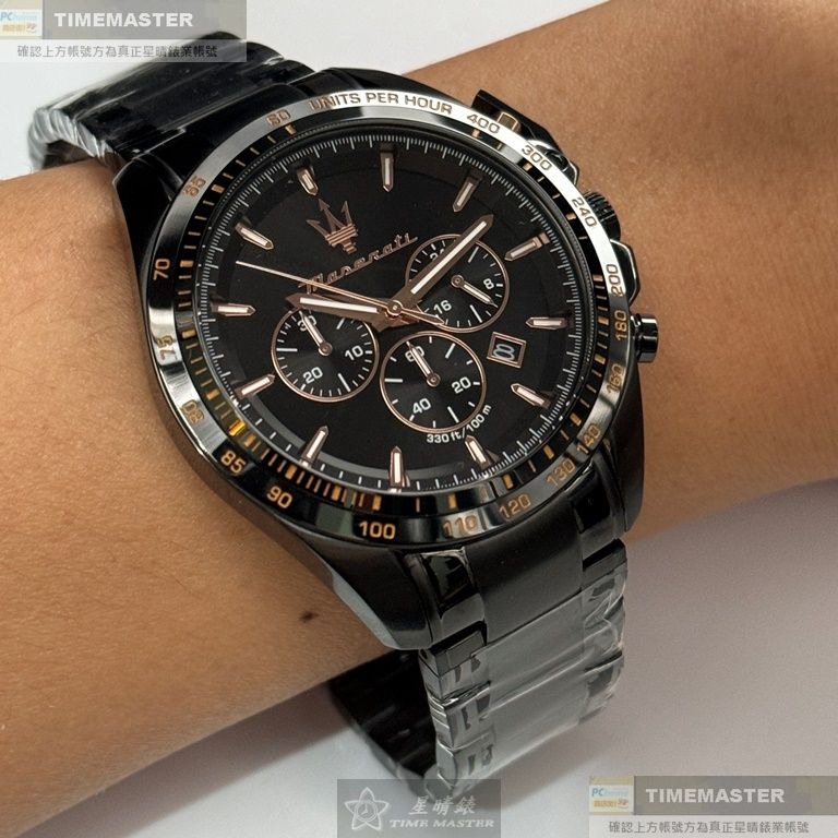 MASERATI:手錶,型號:R8873612048,男錶46mm黑錶殼黑色錶面精鋼錶帶款-細節圖3