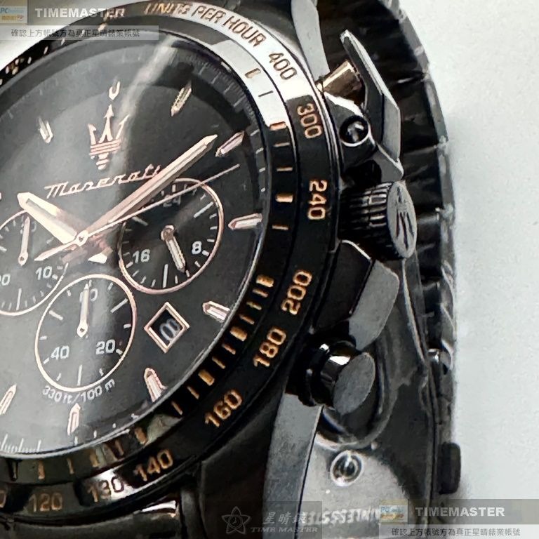 MASERATI:手錶,型號:R8873612048,男錶46mm黑錶殼黑色錶面精鋼錶帶款-細節圖6