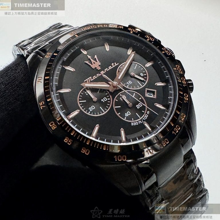 MASERATI:手錶,型號:R8873612048,男錶46mm黑錶殼黑色錶面精鋼錶帶款-細節圖7