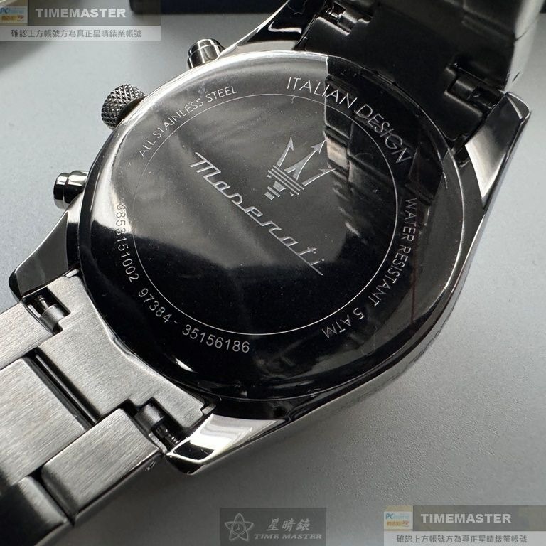 MASERATI:手錶,型號:R8853151002,男女通用錶42mm玫瑰金錶殼黑色錶面精鋼錶帶款-細節圖7