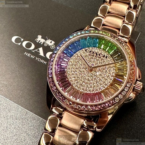 COACH手錶,編號CH00191,36mm玫瑰金錶殼,玫瑰金色錶帶款