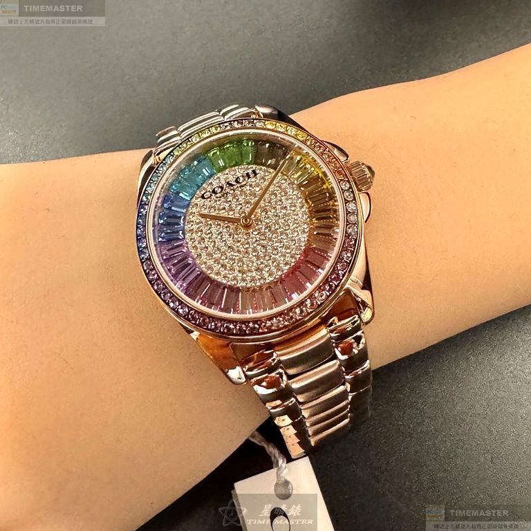 COACH手錶,編號CH00191,36mm玫瑰金錶殼,玫瑰金色錶帶款-細節圖2
