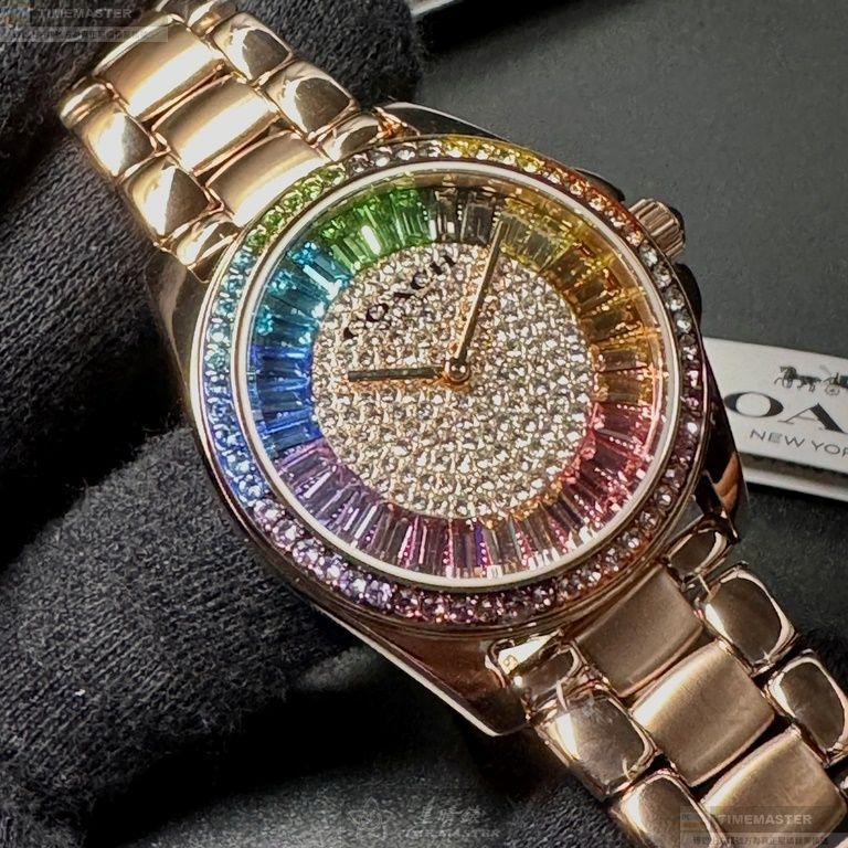 COACH手錶,編號CH00191,36mm玫瑰金錶殼,玫瑰金色錶帶款-細節圖4