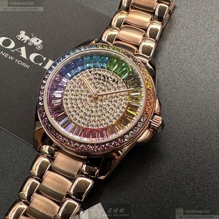 COACH手錶,編號CH00191,36mm玫瑰金錶殼,玫瑰金色錶帶款-細節圖5