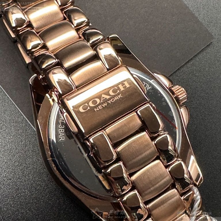 COACH手錶,編號CH00191,36mm玫瑰金錶殼,玫瑰金色錶帶款-細節圖6