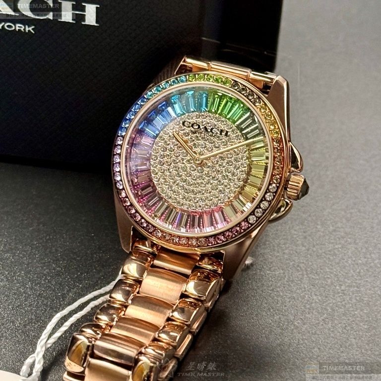 COACH手錶,編號CH00191,36mm玫瑰金錶殼,玫瑰金色錶帶款-細節圖9