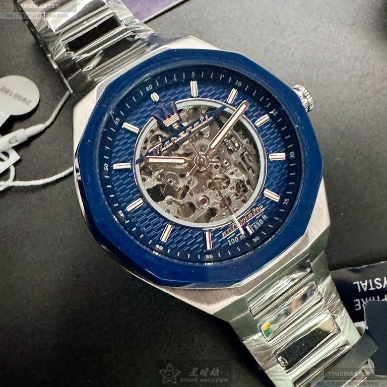MASERATI手錶,編號R8823142004,46mm寶藍錶殼,銀色錶帶款-細節圖6