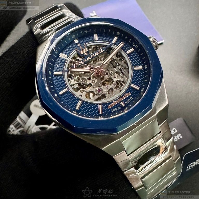 MASERATI手錶,編號R8823142004,46mm寶藍錶殼,銀色錶帶款-細節圖7