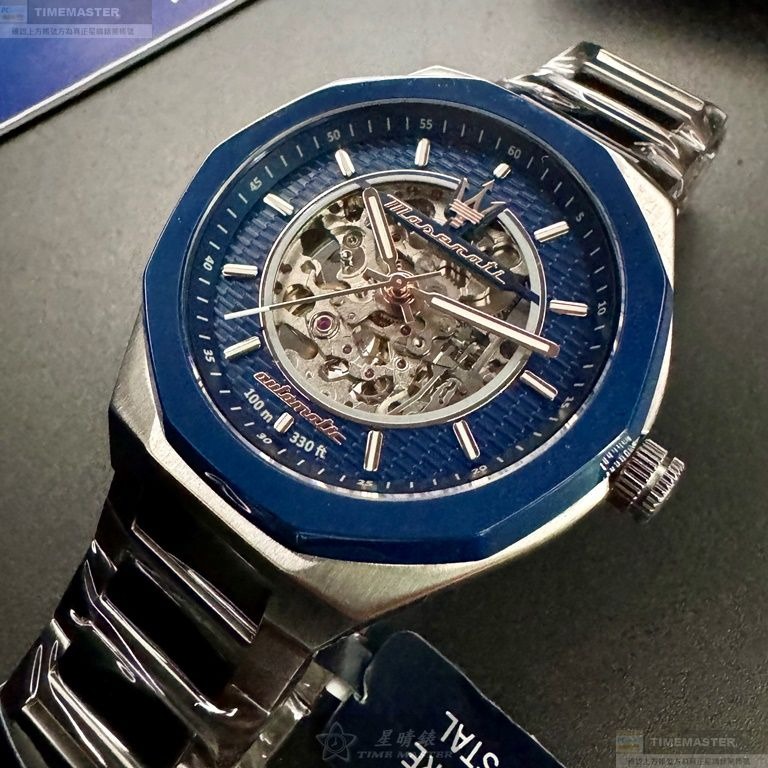 MASERATI手錶,編號R8823142004,46mm寶藍錶殼,銀色錶帶款-細節圖9