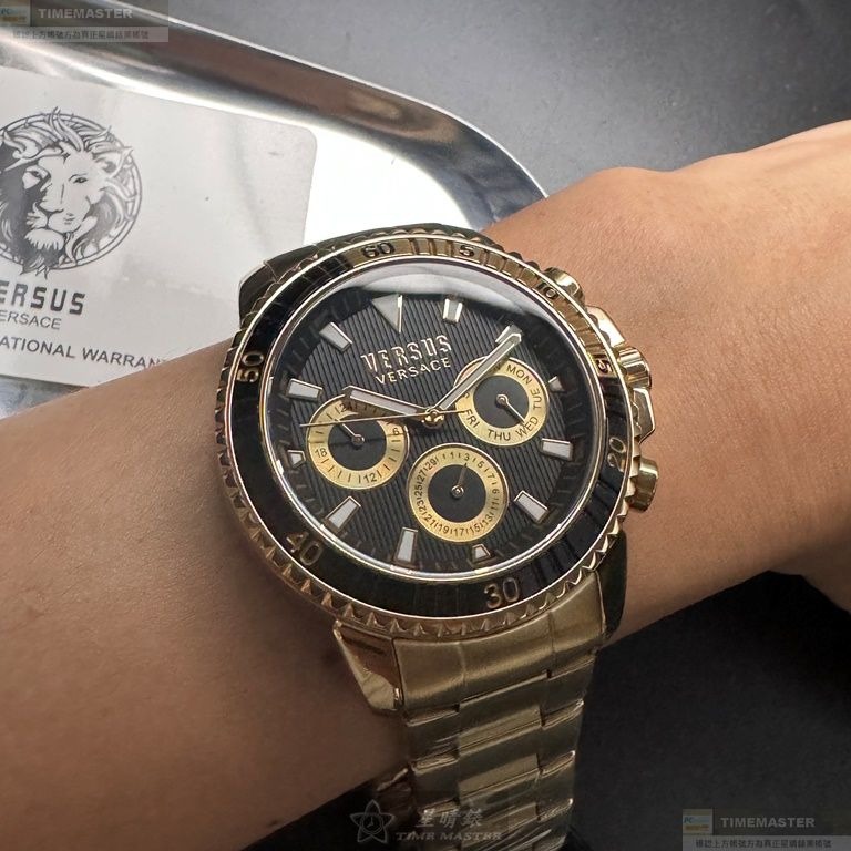 VERSUS VERSACE手錶,編號VV00398,46mm金色錶殼,金色錶帶款-細節圖3