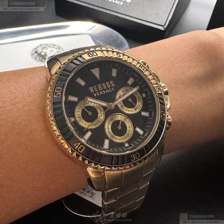 VERSUS VERSACE手錶,編號VV00398,46mm金色錶殼,金色錶帶款-細節圖8
