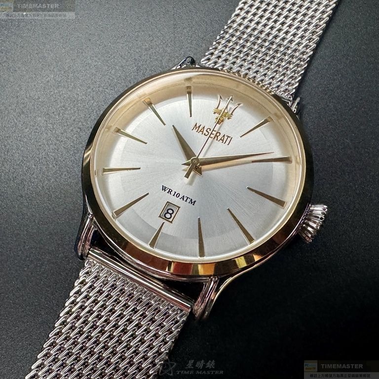 MASERATI手錶,編號R8853118001,42mm金色錶殼,銀色錶帶款-細節圖2