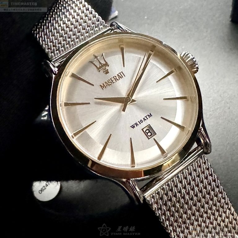 MASERATI手錶,編號R8853118001,42mm金色錶殼,銀色錶帶款-細節圖4