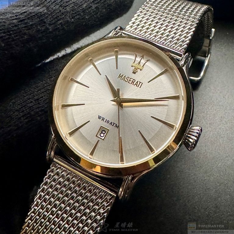MASERATI手錶,編號R8853118001,42mm金色錶殼,銀色錶帶款-細節圖5