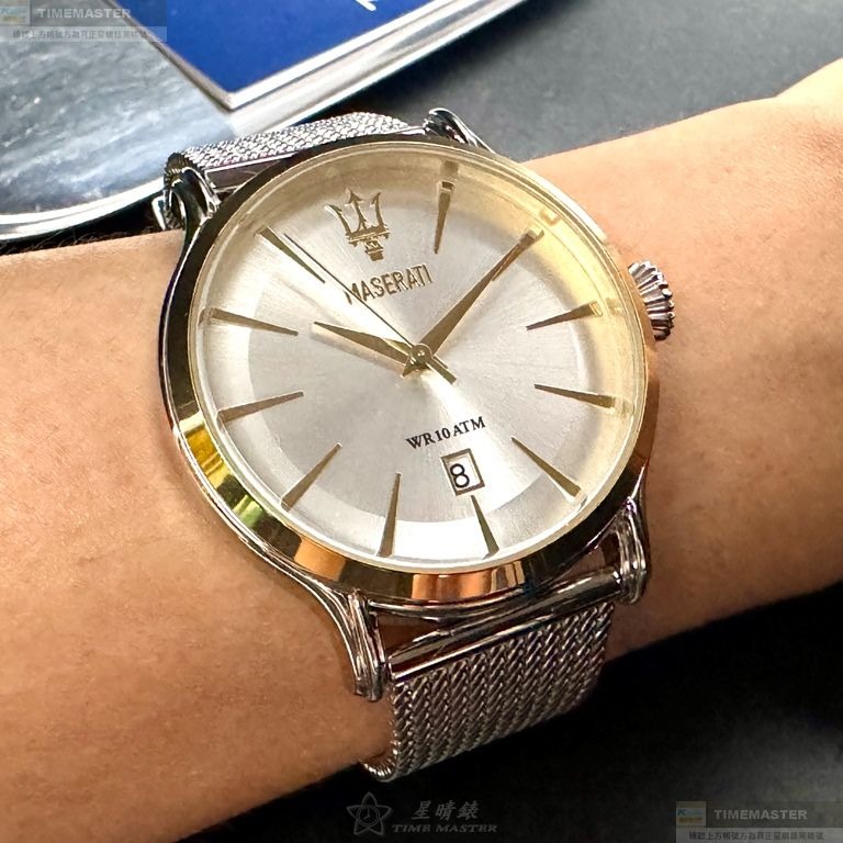 MASERATI手錶,編號R8853118001,42mm金色錶殼,銀色錶帶款-細節圖9