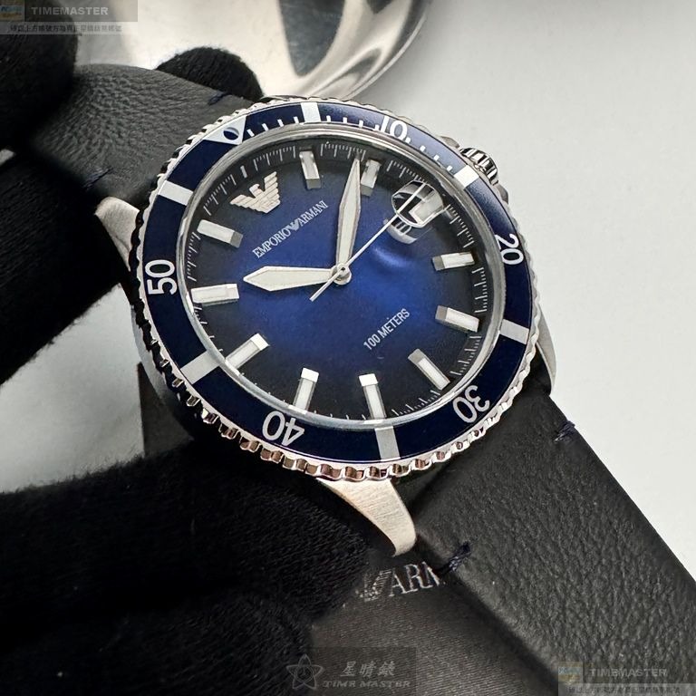 ARMANI手錶,編號AR00066,42mm銀錶殼,深黑色錶帶款-細節圖3