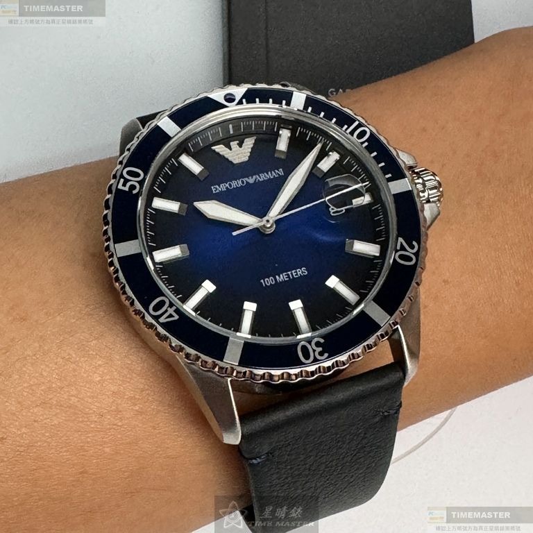 ARMANI手錶,編號AR00066,42mm銀錶殼,深黑色錶帶款-細節圖7