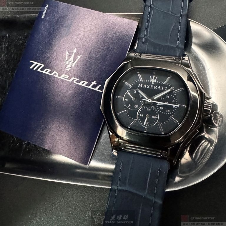 MASERATI手錶,編號R8851116001,46mm槍灰色錶殼,寶藍錶帶款-細節圖2