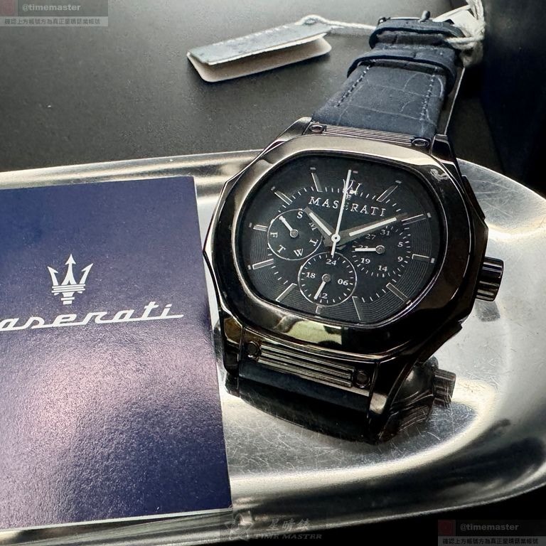 MASERATI手錶,編號R8851116001,46mm槍灰色錶殼,寶藍錶帶款-細節圖4