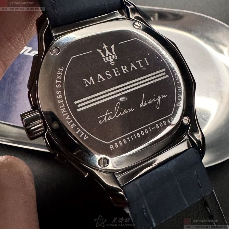 MASERATI手錶,編號R8851116001,46mm槍灰色錶殼,寶藍錶帶款-細節圖8