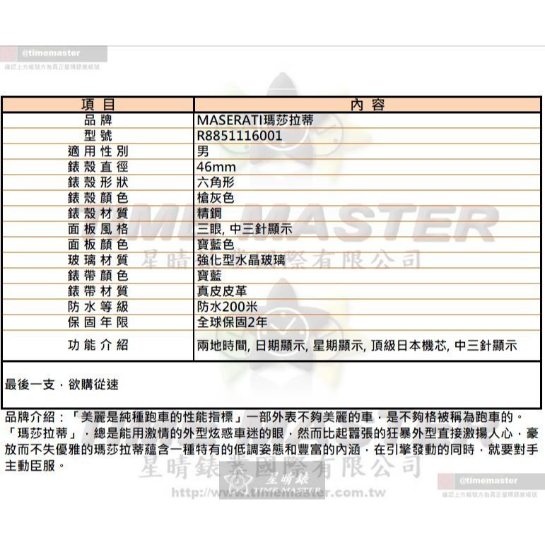 MASERATI手錶,編號R8851116001,46mm槍灰色錶殼,寶藍錶帶款-細節圖10