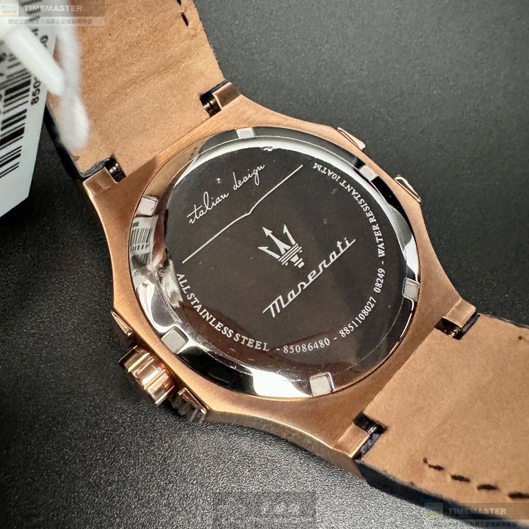 MASERATI手錶,編號R8851108027,42mm玫瑰金錶殼,寶藍錶帶款-細節圖3