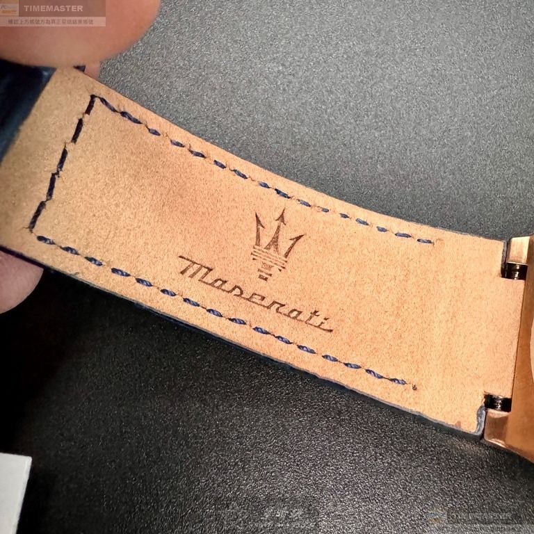 MASERATI手錶,編號R8851108027,42mm玫瑰金錶殼,寶藍錶帶款-細節圖4