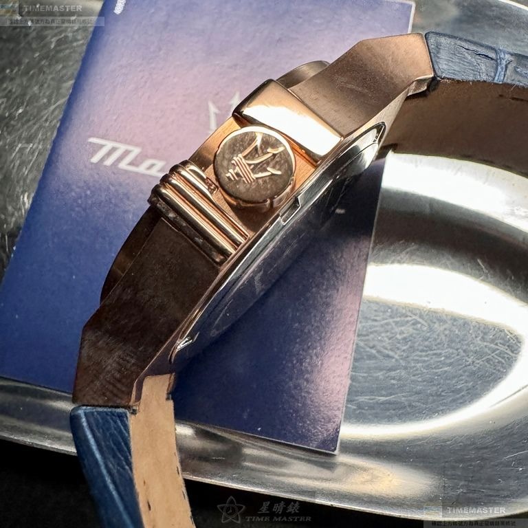 MASERATI手錶,編號R8851108027,42mm玫瑰金錶殼,寶藍錶帶款-細節圖8