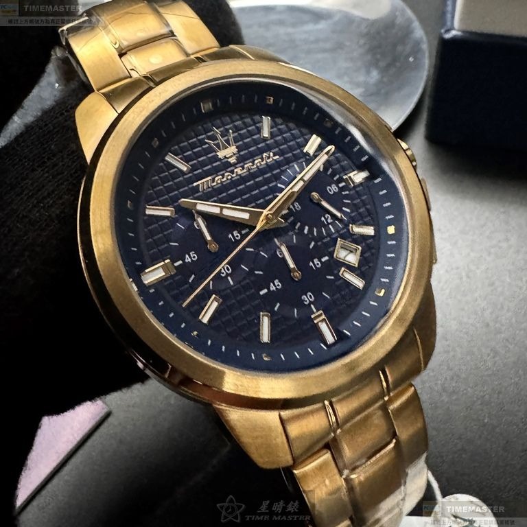 MASERATI手錶,編號R8873621021,44mm銀, 金色錶殼,金色錶帶款-細節圖3