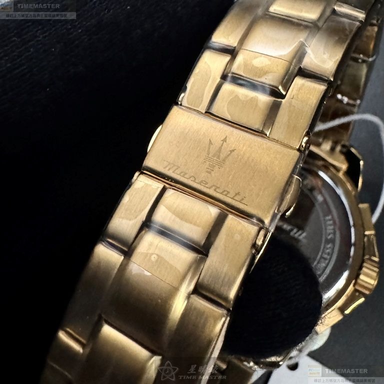 MASERATI手錶,編號R8873621021,44mm銀, 金色錶殼,金色錶帶款-細節圖4