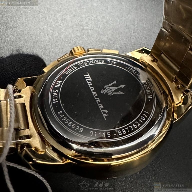 MASERATI手錶,編號R8873621021,44mm銀, 金色錶殼,金色錶帶款-細節圖5