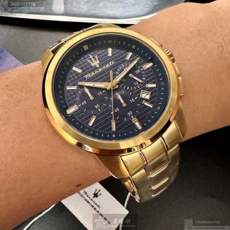 MASERATI手錶,編號R8873621021,44mm銀, 金色錶殼,金色錶帶款-細節圖7