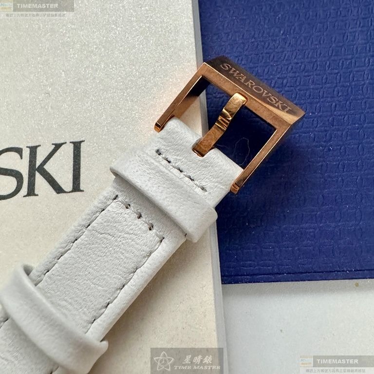 SWAROVSKI手錶,編號SW00020,34mm玫瑰金圓形精鋼錶殼,白色中三針顯示錶面,白真皮皮革錶帶款,可愛迷人-細節圖7