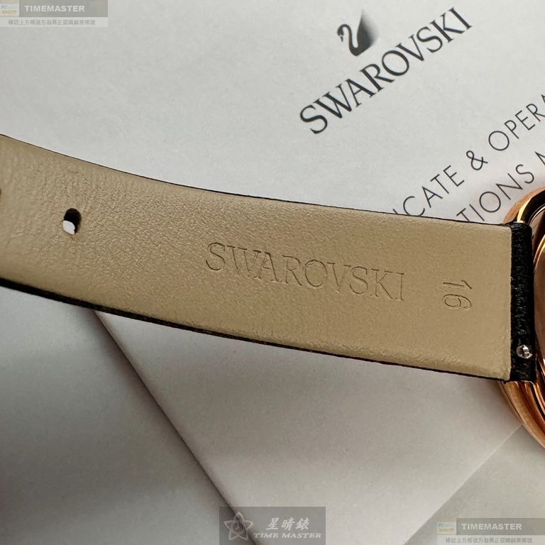 SWAROVSKI手錶,編號SW00021,34mm玫瑰金錶殼,深黑色錶帶款-細節圖6