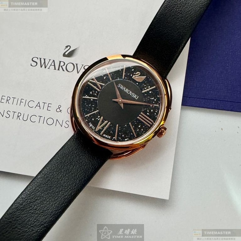 SWAROVSKI手錶,編號SW00021,34mm玫瑰金錶殼,深黑色錶帶款-細節圖11