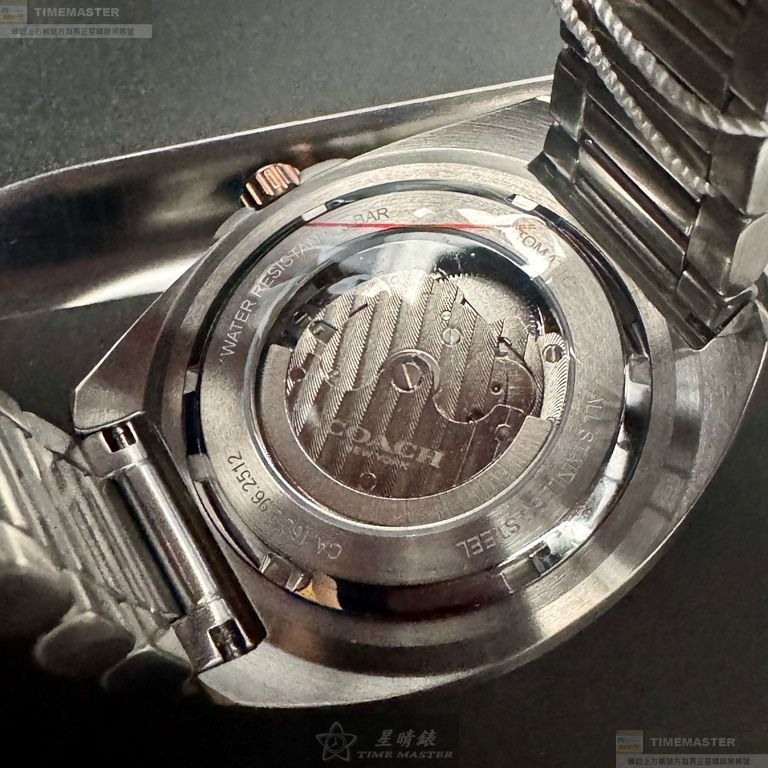 COACH手錶,編號CH00214,46mm玫瑰金錶殼,金銀相間錶帶款-細節圖5