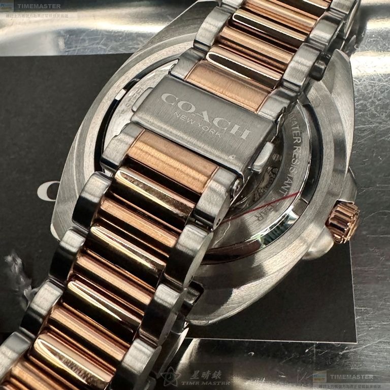 COACH手錶,編號CH00214,46mm玫瑰金錶殼,金銀相間錶帶款-細節圖6
