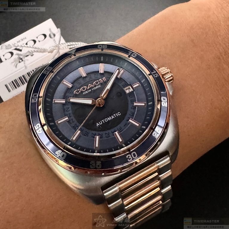 COACH手錶,編號CH00214,46mm玫瑰金錶殼,金銀相間錶帶款-細節圖7