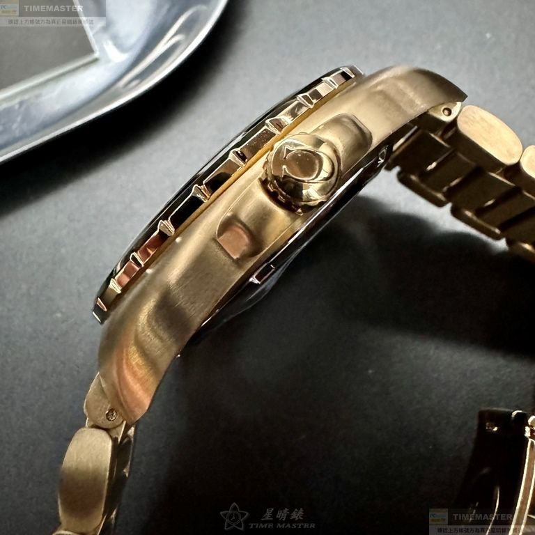 COACH手錶,編號CH00217,46mm金色圓形精鋼錶殼,雙面機械鏤空中三針顯示, 運動錶面,金色精鋼錶帶款-細節圖8