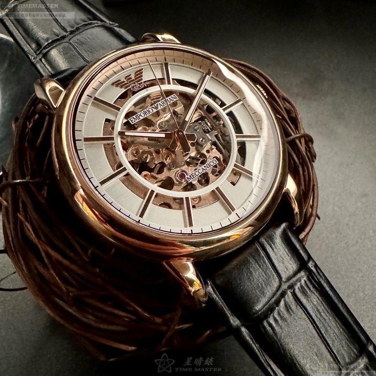 ARMANI手錶,編號AR00069,44mm玫瑰金錶殼,深黑色錶帶款-細節圖2