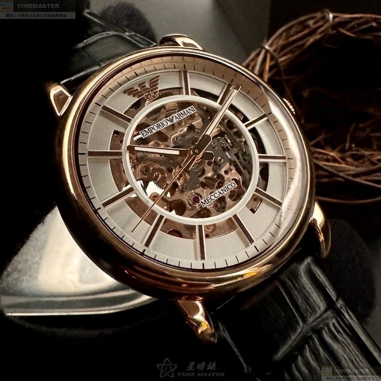 ARMANI手錶,編號AR00069,44mm玫瑰金錶殼,深黑色錶帶款-細節圖3