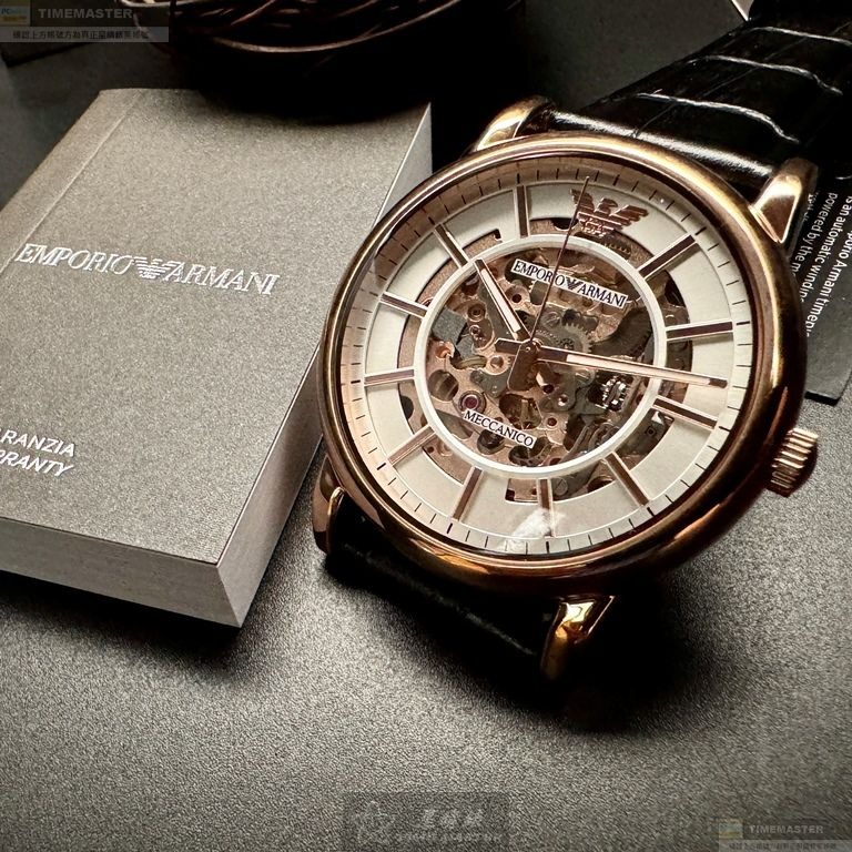 ARMANI手錶,編號AR00069,44mm玫瑰金錶殼,深黑色錶帶款-細節圖6