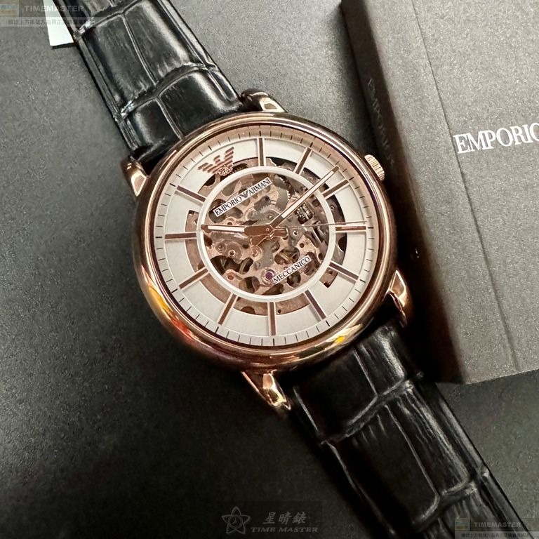 ARMANI手錶,編號AR00069,44mm玫瑰金錶殼,深黑色錶帶款-細節圖7