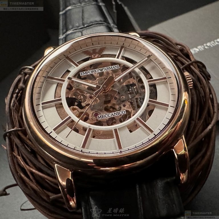 ARMANI手錶,編號AR00069,44mm玫瑰金錶殼,深黑色錶帶款-細節圖8